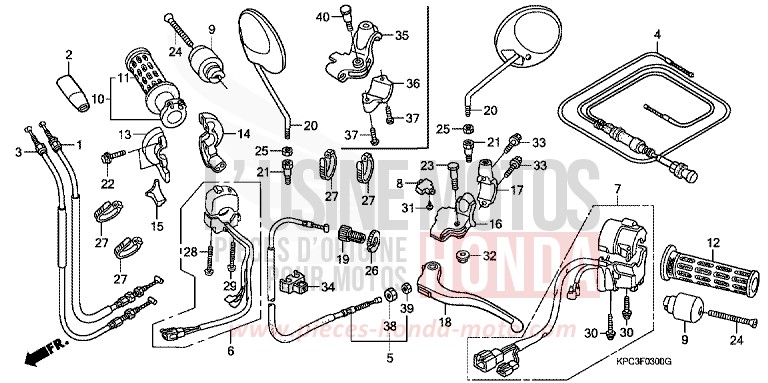 HEBELGRIFF/SCHALTER/KABEL (XL125V1/2/3/4/5/6) von Varadero 125 CARNELIAN RED METALLIC (R296) von 2005